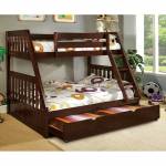 Canberra Twin/Full Bunk Bed Dark Walnut
